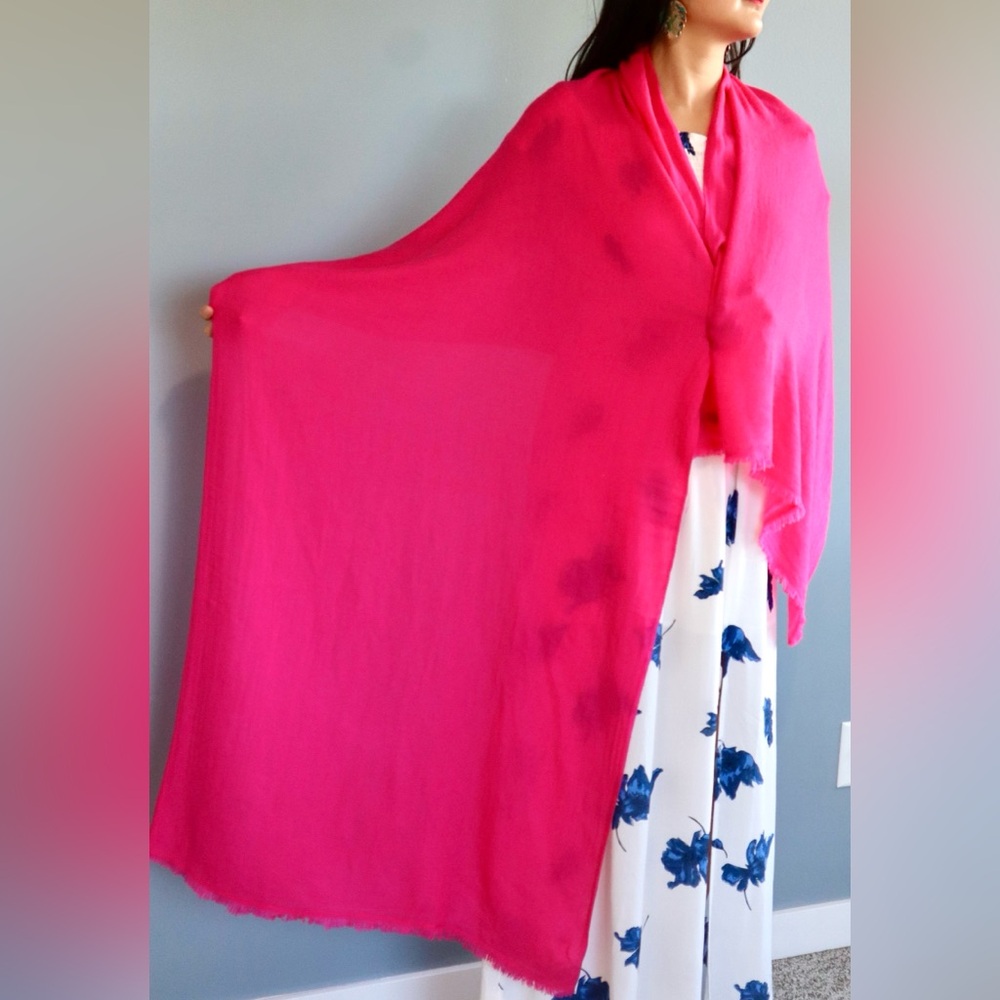 100%Cashmere Elegant Pink Shawl Handmade in Nepal Winter/Fall Scarf Wrap Holiday